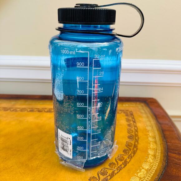 NWT Nalgene Wide Mouth Slate Blue Black Cap Tritan 32 oz BPA Free Water Bottle - Picture 4 of 8